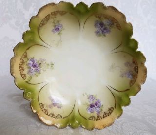 (12) RS Prussia Small Purple Floral Green & Gold Fruit Dessert BOWLS 2