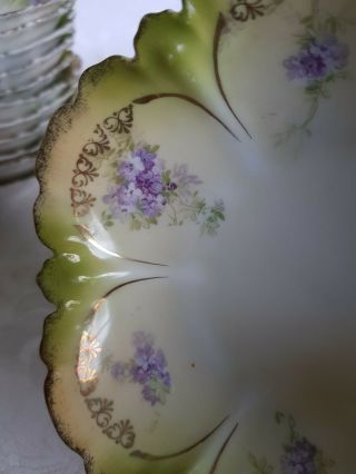 (12) RS Prussia Small Purple Floral Green & Gold Fruit Dessert BOWLS 3