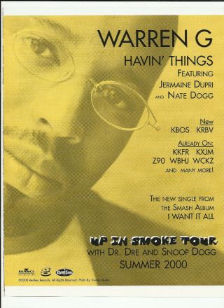 Warren G Havin Things Trade Ad Poster For I Want It All Cd 2000