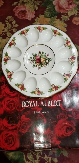 Royal Albert 1962 Old Country Roses Deviled Egg Dish,  Plate,  Collectible.