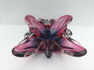 Vintage Murano Sommerso Art Glass Bowl In Ruby & Purple