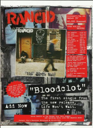 Rancid Bloodclot Trade Ad Poster For Life Won’t Wait Cd