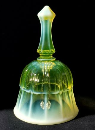 Vintage Fenton Glass Bell Sydenham Pattern 9063 Topaz Opalescent Vaseline Glass