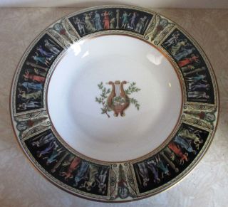 1 Black Knight China Soup Bowl Plate Bavarian Selb Greek Design
