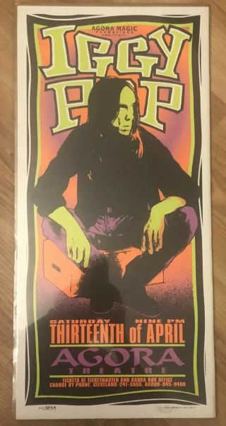 Mark Arminski Signed 1996 Iggy Pop Rare Silkscreen Concert Poster Agora Theatre