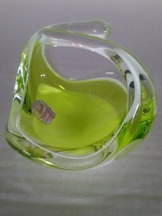 Vintage Signed/dated Sweden Art Glass Coquille Bowl - Flygsfors,  Gedelv