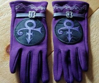 Prince Rogers Nelson Purple Love Symbol Gloves With Touch Screen Fingers