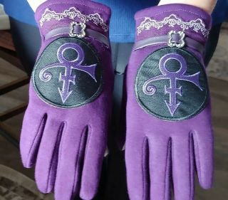 Prince Rogers Nelson Purple Love Symbol Gloves With Touch Screen Fingers 5