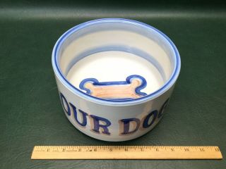 M.  A.  Hadley " Our Dog " Water Food Bowl Pottery Stoneware