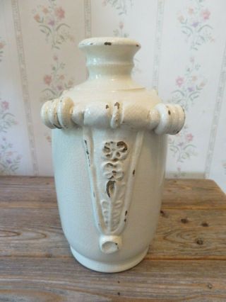 Leona Lavorato A Mano Antique White Glazed Ceramic Vase With A Craquelure Effect