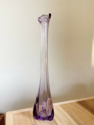 Vintage Mid Century Modern Viking Glass Amethyst Purple Stretch Vase 12”