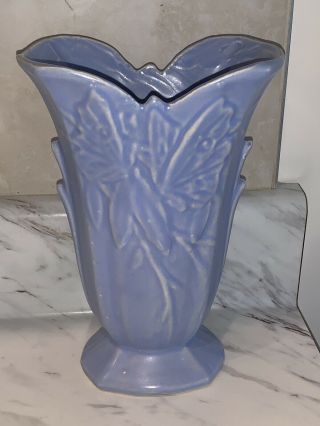 Vintage Nelson Mccoy Butterfly Line 10 " Tall Blue Vase
