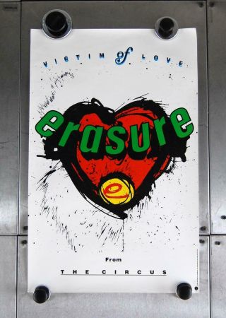 Vtg Erasure Victim Of Love Music Band Poster 1987 14 " X 22 " Electronic Pop