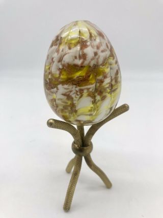 Rare Vintage Murano Millefiori Venetian Art Glass Easter Egg Paperweight