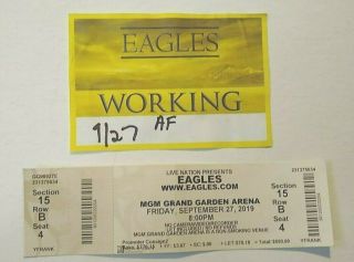 Eagles Concert Ticket & Backstage Pass From Concert In Las Vegas 2019
