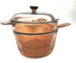 Corning Ware Amber Visions 1.  5l Double Boiler W/ Lid
