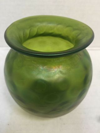Vintage Loetz Style Vase Green 4 "
