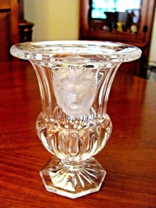 Shannon Crystal Design Of Ireland Frosted African Lion Heads Compote Dish