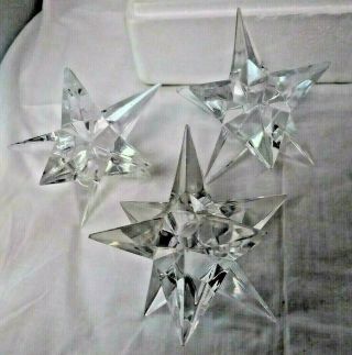 3 Rosenthal STAR Crystal Candle Holders 2 7/8 