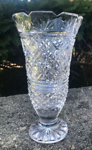 Vintage Waterford Crystal Master Cutter 7 " Footed Vase