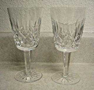 Set Of (2) Waterford Crystal Lismore Wine Goblet Glasses 6 7/8 " Tall