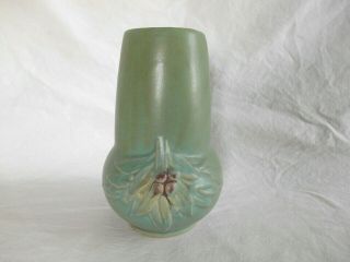 Vintage Mccoy Matte Green Leaves & Berries Stove Pipe 8 " Vase
