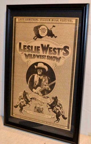 Leslie West Wild West Show 1973 Sly And Family Stone Framed Concert Poster / Ad