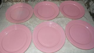Vintage Pink Milk Glass Dinner Plates Set Of 6