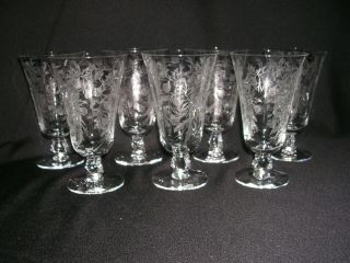 Set Of 7 - Fostoria Heather Footed Ice Tea Glasses - 6 1/8 " Tall
