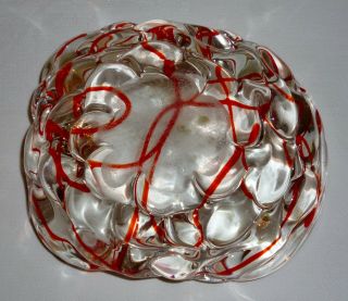 Vintage MURANO GLASS Candy Dish ASHTRAY red ribbon AVENTURINE Gold flecks MCM 4