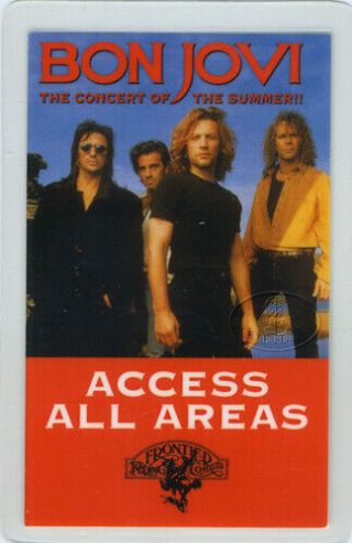 Bon Jovi 1993 Summer Concert Laminated Backstage Pass Australia