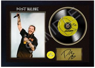 Post Malone B&b Music Signed Framed Photo Lp Vinyl Perfect Gift