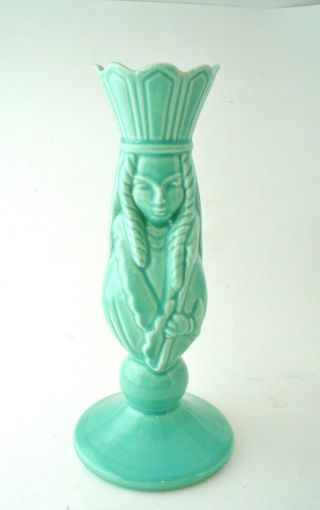 1959 Hull Coronet Queen Vase Teal Blue Glaze Usa