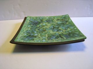 Vintage Mcm Monterey Jade California Pottery Square Plate Dish Tray 9.  5 Inches
