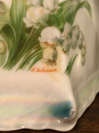Vintage Lilly of the Valley Sugar Pot & Creamer Set signed D ' Aubriand Germany 4