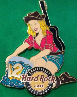 Hard Rock Cafe Sacramento 2009 12th Anniversary Pin Sexy Girl Pan 4 Gold 50118