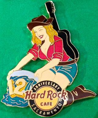Hard Rock Cafe SACRAMENTO 2009 12th Anniversary PIN Sexy Girl Pan 4 Gold 50118 2