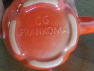 Vintage Frankoma Pottery Plainsman Flame Red Orange Coffee Cup Mug C6,  6 Cups