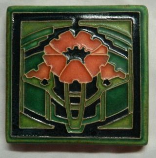 Motawi Tileworks Art Tile Poppy 4 " X 4 " Art Deco,  Arts And Crafts Retired