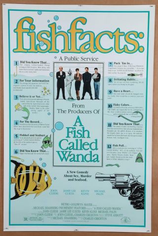 A Fish Called Wanda Vintage 1988 Movie Poster 27x41 Rolled