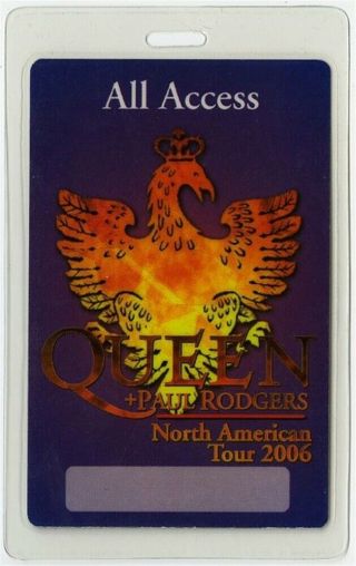Queen Authentic 2006 Concert Tour Laminated Backstage Pass Paul Rodgers Aa
