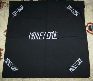 Vintage 1980s Motley Crue Black Bandana Tapestry Flag Headband Banner Scarf