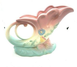 Vintage Hull Art Pottery Bow Knot Pastel Cornucopia Vase B - 5 - 7 1/2 3
