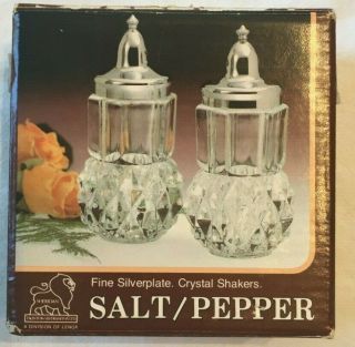 Vintage Crystal And Silver Plated Sheridan Salt & Pepper Shakers No.  15512