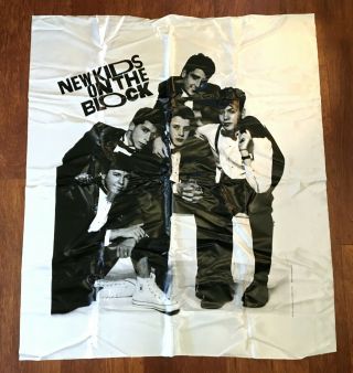 Nkotb Kids On The Block Vintage Fabric Wall Hanging Tapestry 1990 White 80s
