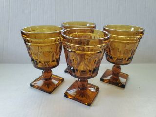 Indiana Amber Glass 4 Amber Colony Park Lane Square Footed Approx 5.  75 " Goblet