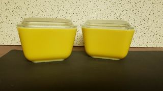 2 Vintage Yellow Pyrex Refrigerator Dishes And Lids 501