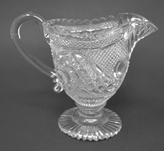 19th C.  Lacy Flint Glass Small Footed Creamer - Probably French