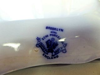 Antique Johnson Bros.  Brooklyn Flow Blue Serving Platter Oval Scalloped Edge 4