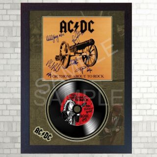 Acdc For Those About To Rock Music Signed Framed Photo Lp Vinyl